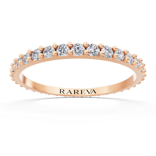 10K Rose Gold Round Cut Diamond 4 Prong Eternity Band - 1.7mm - Front