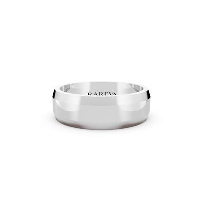 10K White Gold Men's Beveled Edge Wedding Band - 6mm - Front