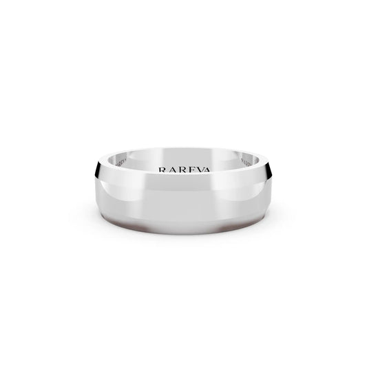 10K White Gold Men's Beveled Edge Wedding Band - 6mm - Front