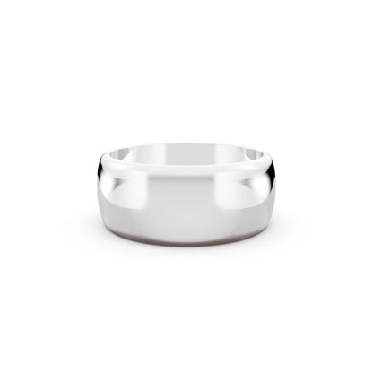 Platinum Men's Classic Dome Wedding Band - 8mm - Front