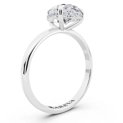 Platinum Pear Cut Diamond Hidden Halo Solitaire Ring - top view