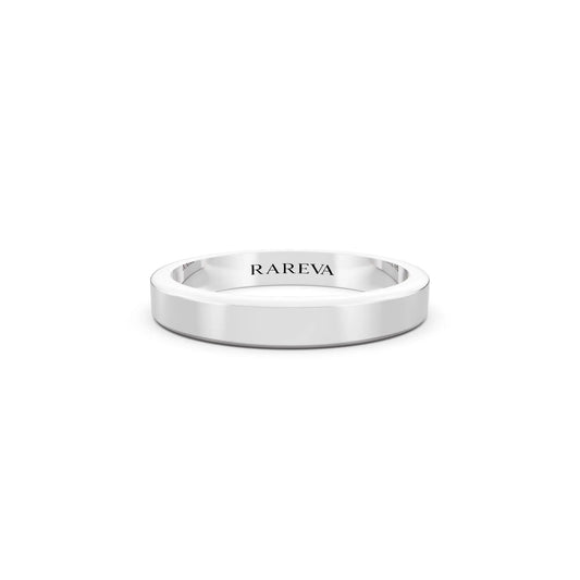 14K White Gold Men's Flat Wedding Band - 3mm - Front
