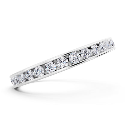 10K White Gold Round Cut Diamond Channel Set Eternity Band - 2.3mm - Side
