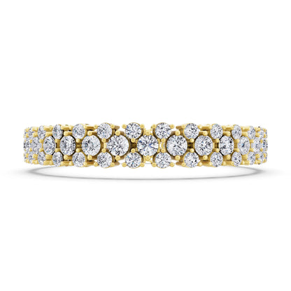 14K Yellow Gold Multi Row Round Cut Diamond Tennis Bracelet - Front