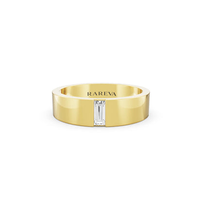 10K Yellow Gold Men's Baguette Cut Diamond Solitaire Band - 5mm - Front