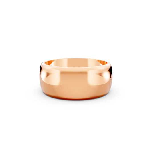 10K Rose Gold Men's Classic Dome Wedding Band - 8mm - Front