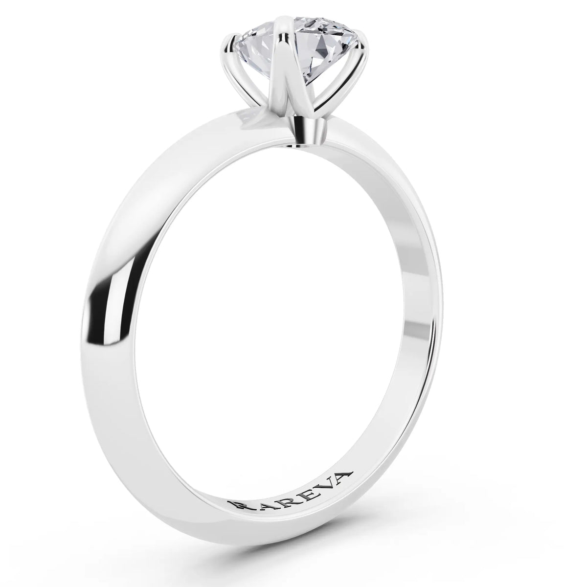 Platinum Oval Cut Diamond Classic Solitaire Ring - top view