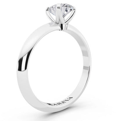 Platinum Oval Cut Diamond Classic Solitaire Ring - top view