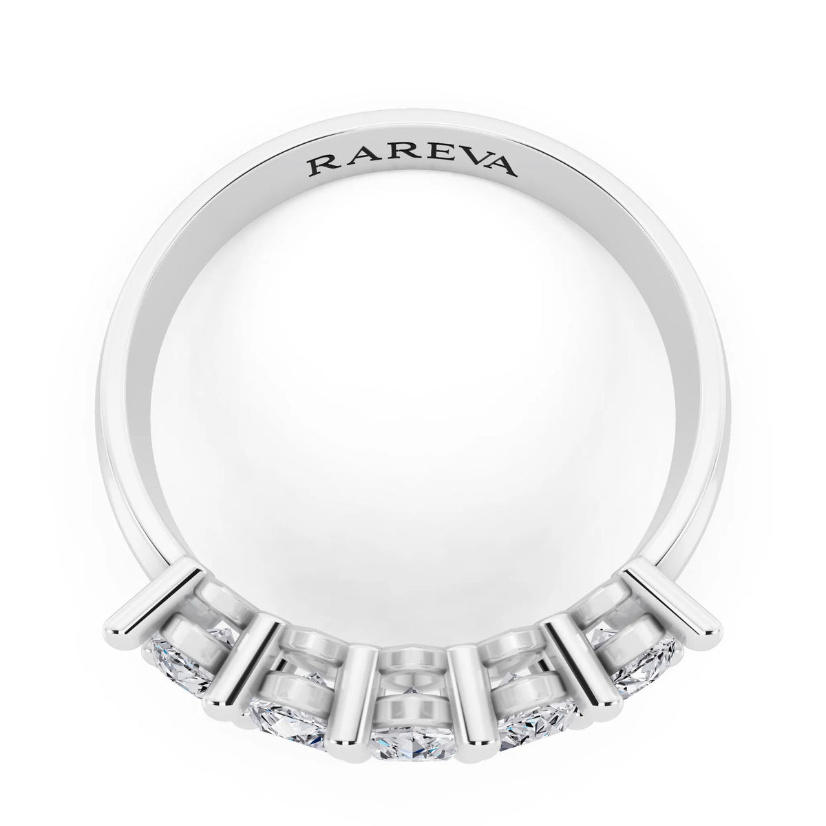 Platinum Five Stone Marquise Cut Diamond Half Eternity Wedding Band - 2.7mm - Top
