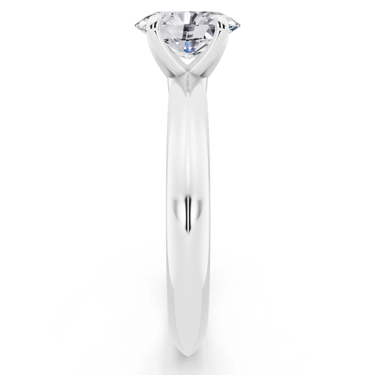 Platinum Oval Cut Diamond Classic Solitaire Ring - side view
