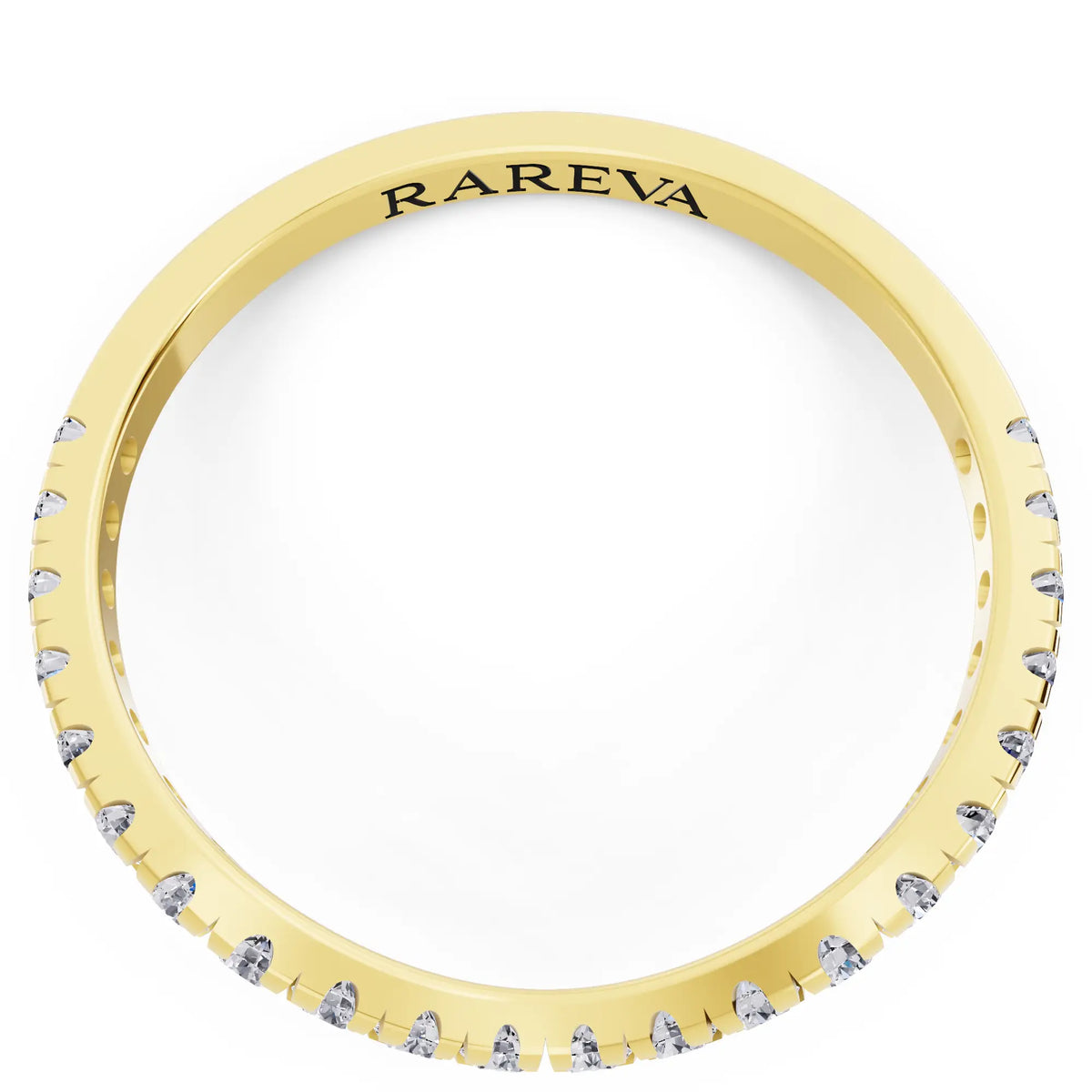 14K Yellow Gold Round Cut Diamond Crescent Curved Band - 1.6mm - Top