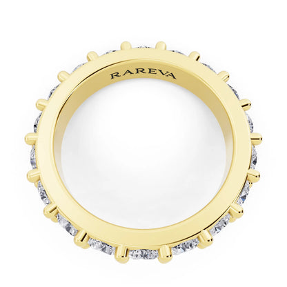 14K Yellow Gold Round Cut Diamond 4 Prong Eternity Band - 3.5mm - Top