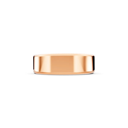 14K Rose Gold Men's Flat Wedding Band - 6mm - Side