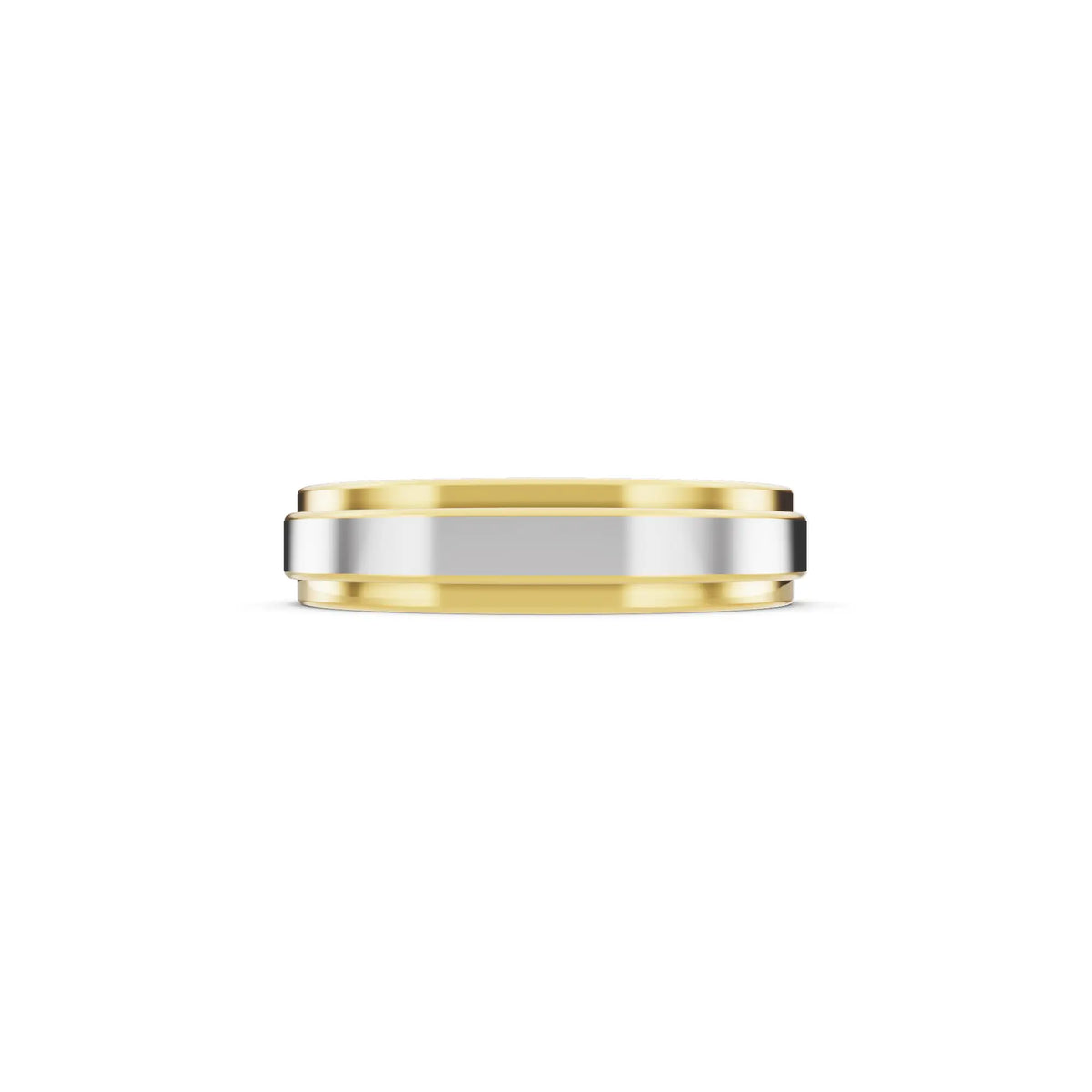 10K Yellow Gold Men's Step Edge Wedding Band - 4.5mm - Side