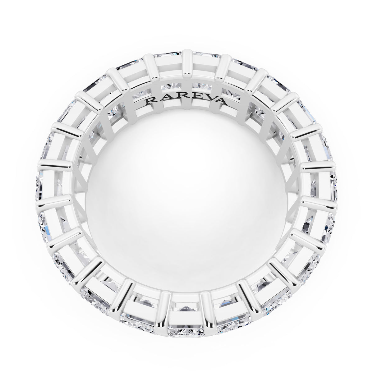 14K White Gold Emerald Cut Diamond Eternity Band - 5mm - 5.00ctw - Top