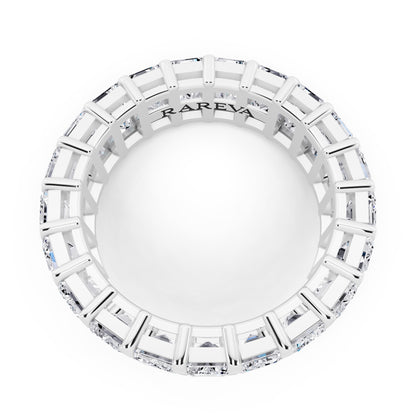 14K White Gold Emerald Cut Diamond Eternity Band - 5mm - 5.00ctw - Top