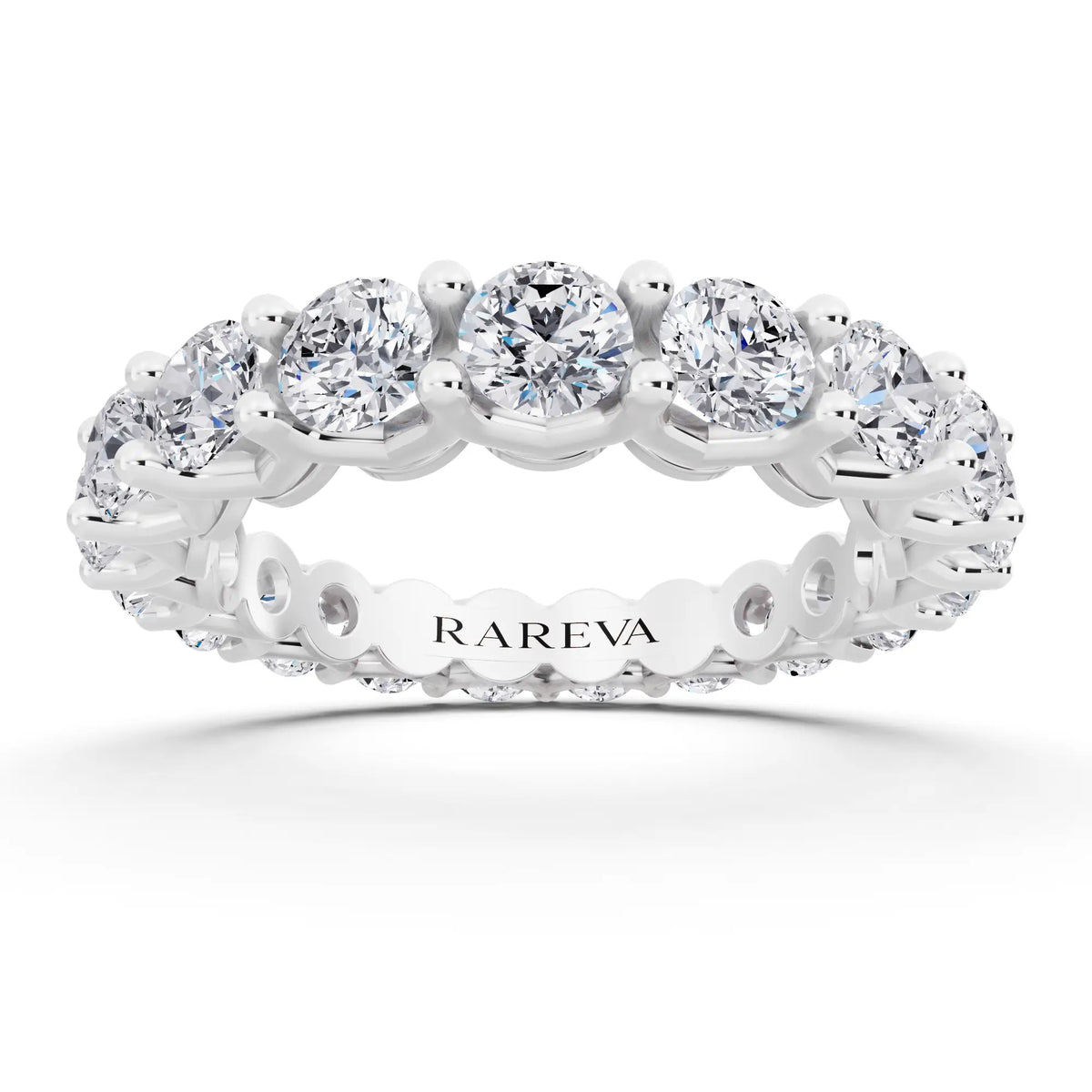 Silver Round Cut Diamond Unity Prong Eternity Band - 3.2mm - Front