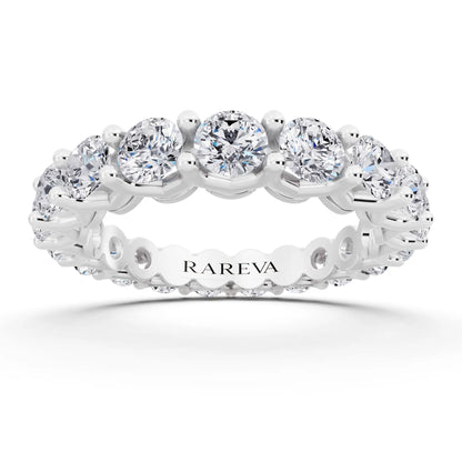 Silver Round Cut Diamond Unity Prong Eternity Band - 3.2mm - Front