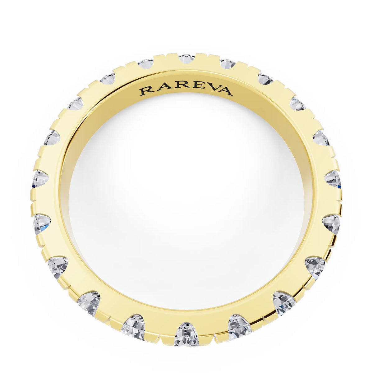 10K Yellow Gold Round Cut Diamond Classic Eternity Band - 3mm - Top
