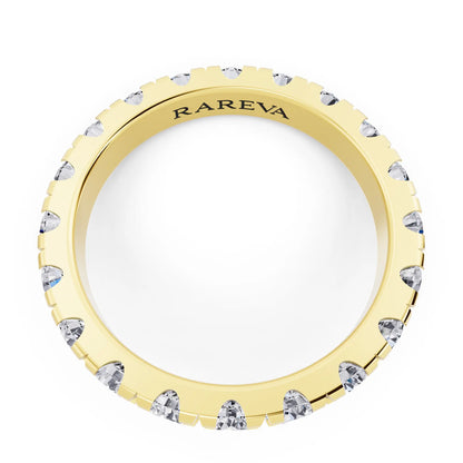 10K Yellow Gold Round Cut Diamond Classic Eternity Band - 3mm - Top