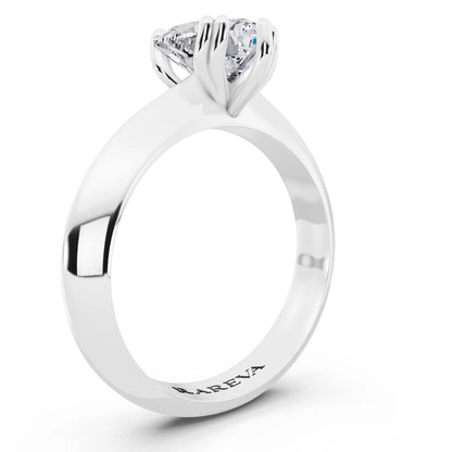 Platinum Heart Cut Diamond Solitaire Ring with Knife Edge Band - top view