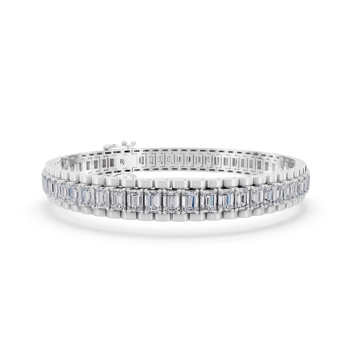 Platinum Emerald Cut Diamond Tennis Bracelet - Top1