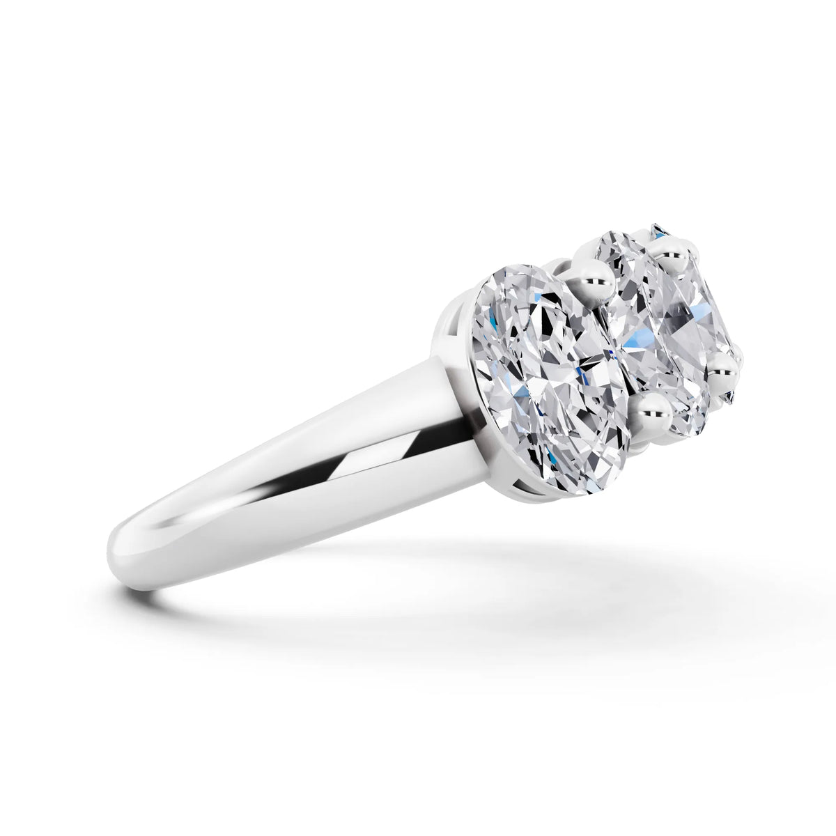 10K White Gold Seven Stone Oval Cut Diamond Half Eternity Wedding Band - 2.6mm - Side
