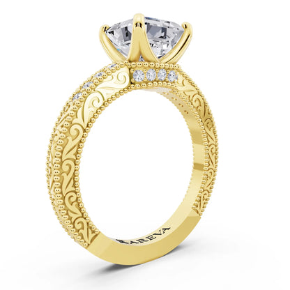 14 KT Yellow Gold Asscher Cut Diamond Vintage - top view