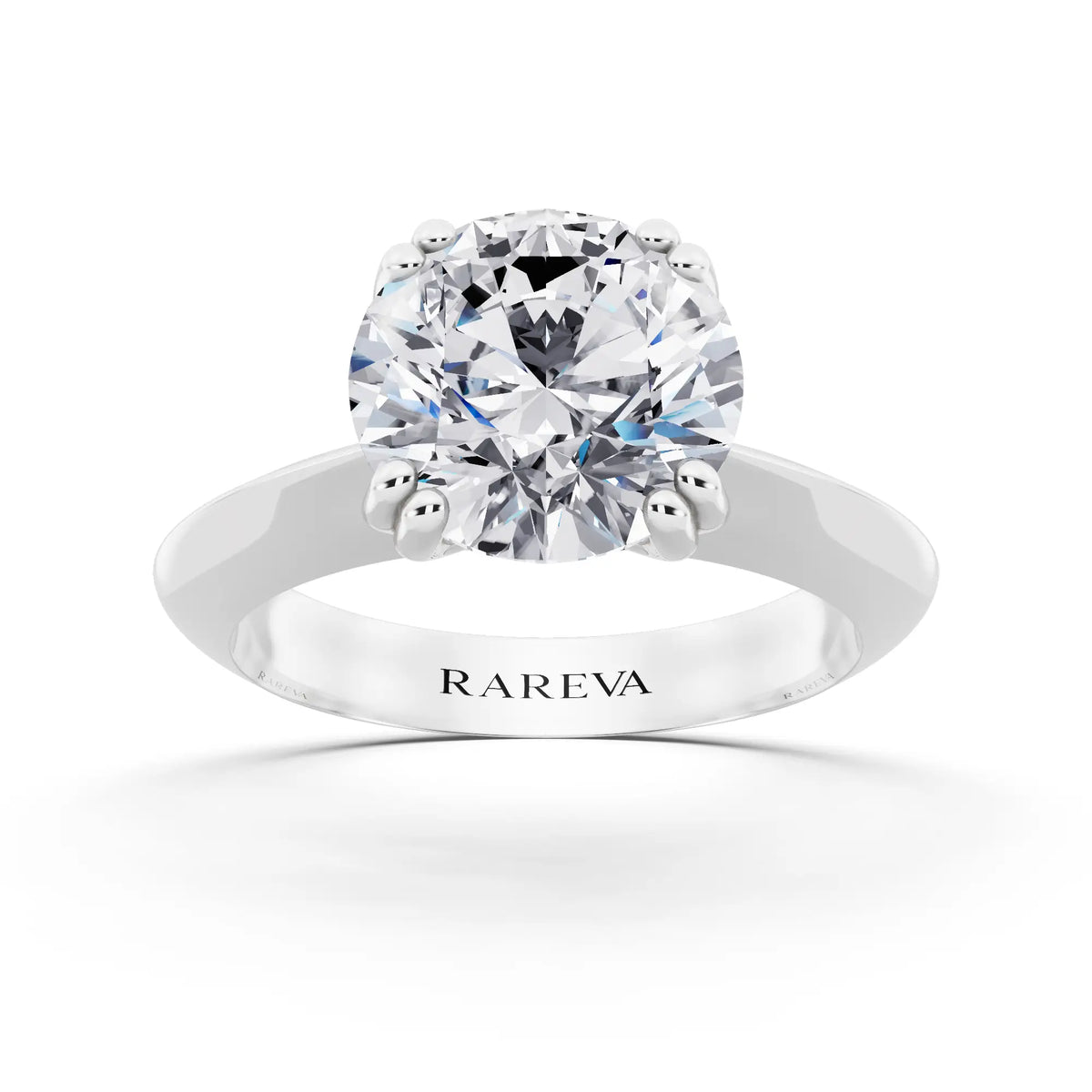 Platinum Round Cut Diamond Solitaire Ring with Knife Edge Band - front view