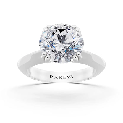 Platinum Round Cut Diamond Solitaire Ring with Knife Edge Band - front view