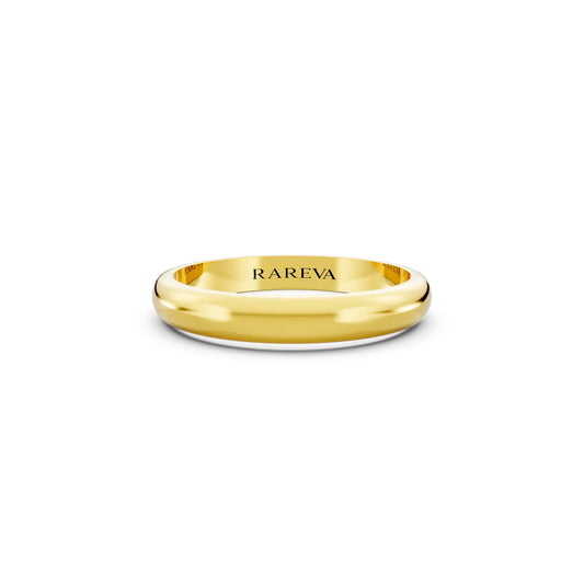 10K Yellow Gold Men's Classic Dome Wedding Band - 3mm - Front