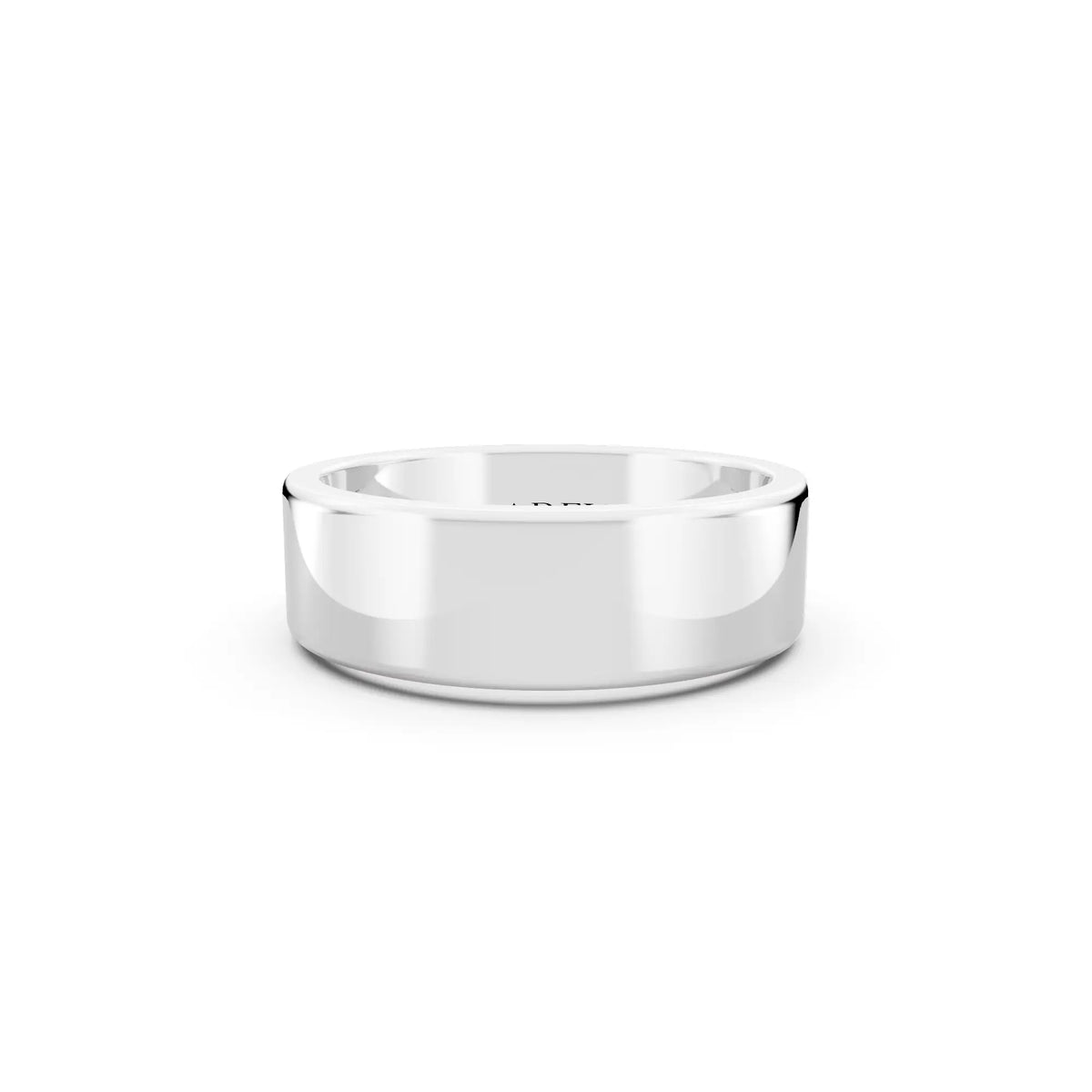 Silver Men's Soft Edge Flat Wedding Band - 6mm - Front