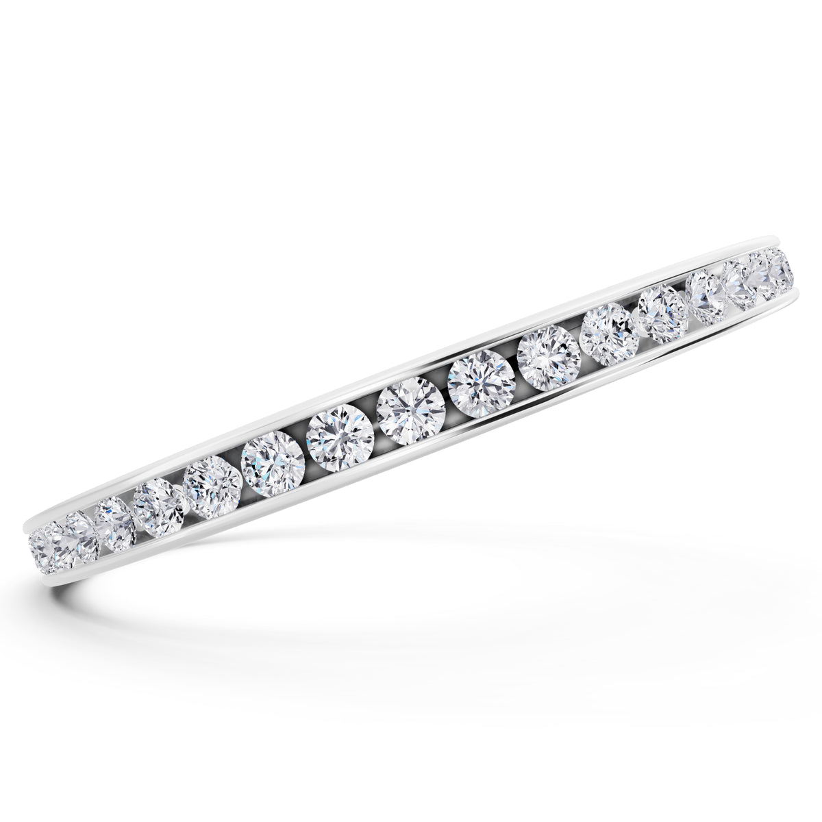 14K White Gold Round Cut Diamond Channel Set Eternity Band - 2.2mm - Side
