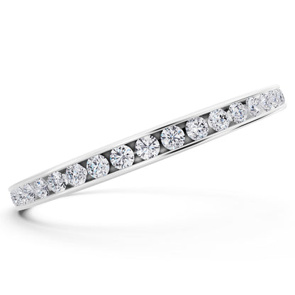 14K White Gold Round Cut Diamond Channel Set Eternity Band - 2.2mm - Side