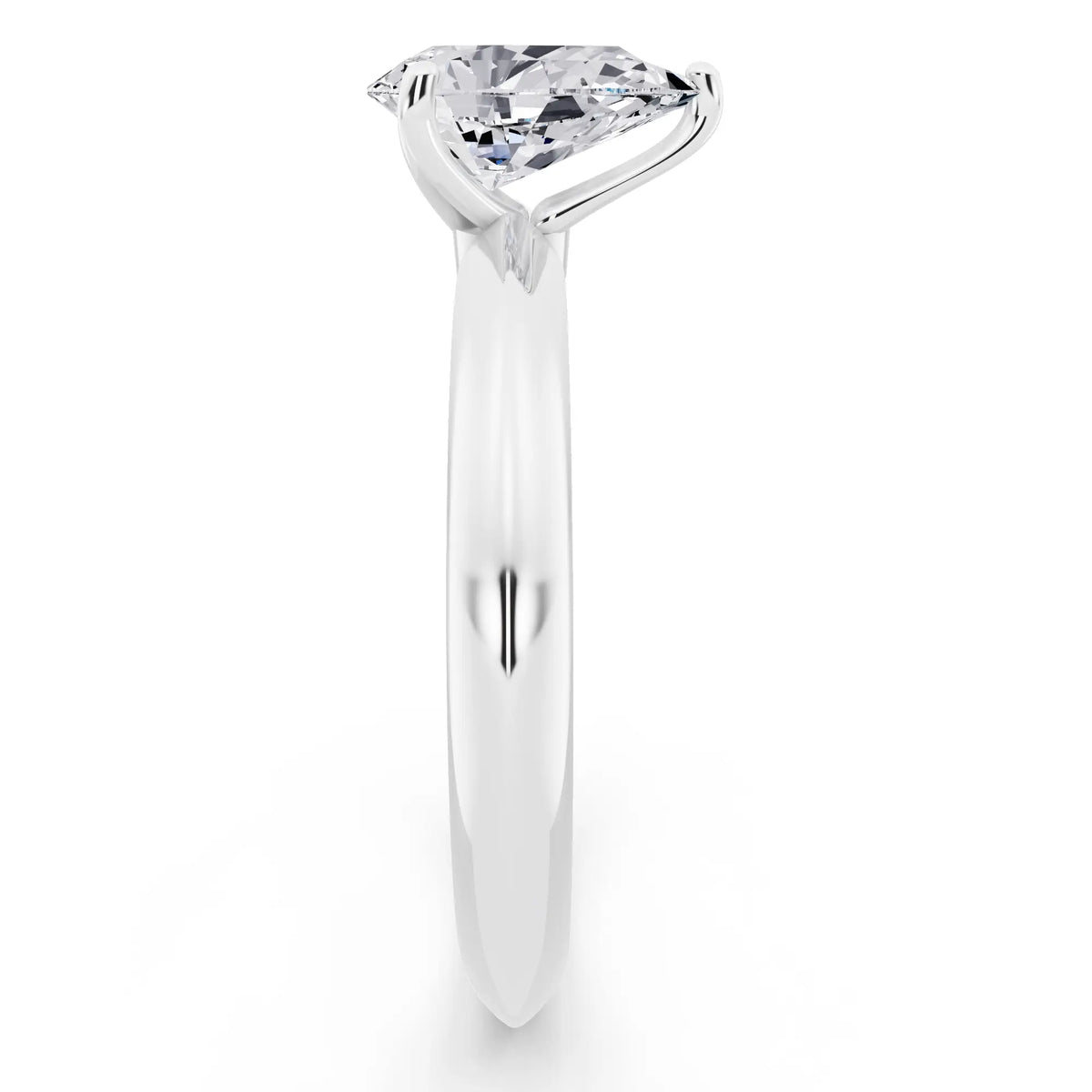 14 KT White Gold Pear Cut Diamond Classic Solitaire Ring - side view