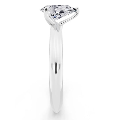 14 KT White Gold Pear Cut Diamond Classic Solitaire Ring - side view