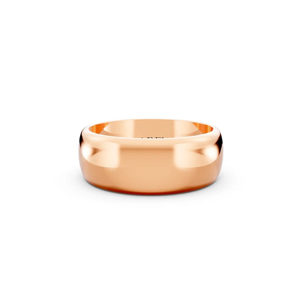14K Rose Gold Men's Classic Dome Wedding Band - 7mm - Front