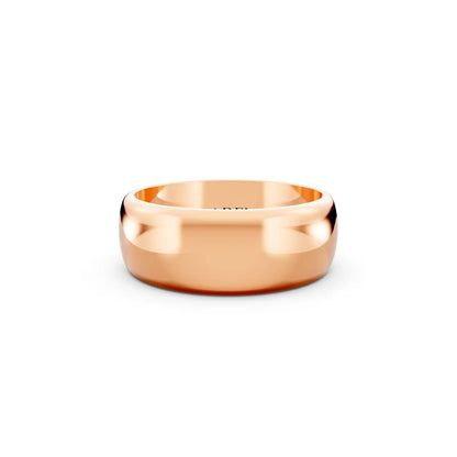 14K Rose Gold Men's Classic Dome Wedding Band - 7mm - Front