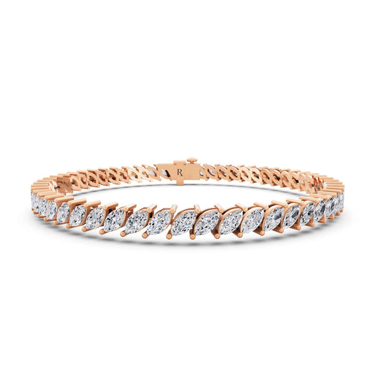 14K Rose Gold Marquise Cut Diamond Tennis Bracelet - Main