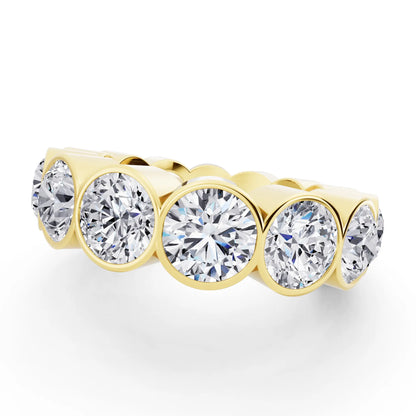 14K Yellow Gold Round Cut Bezel Set Diamond Full Eternity Wedding Band - 5.9mm - Close up