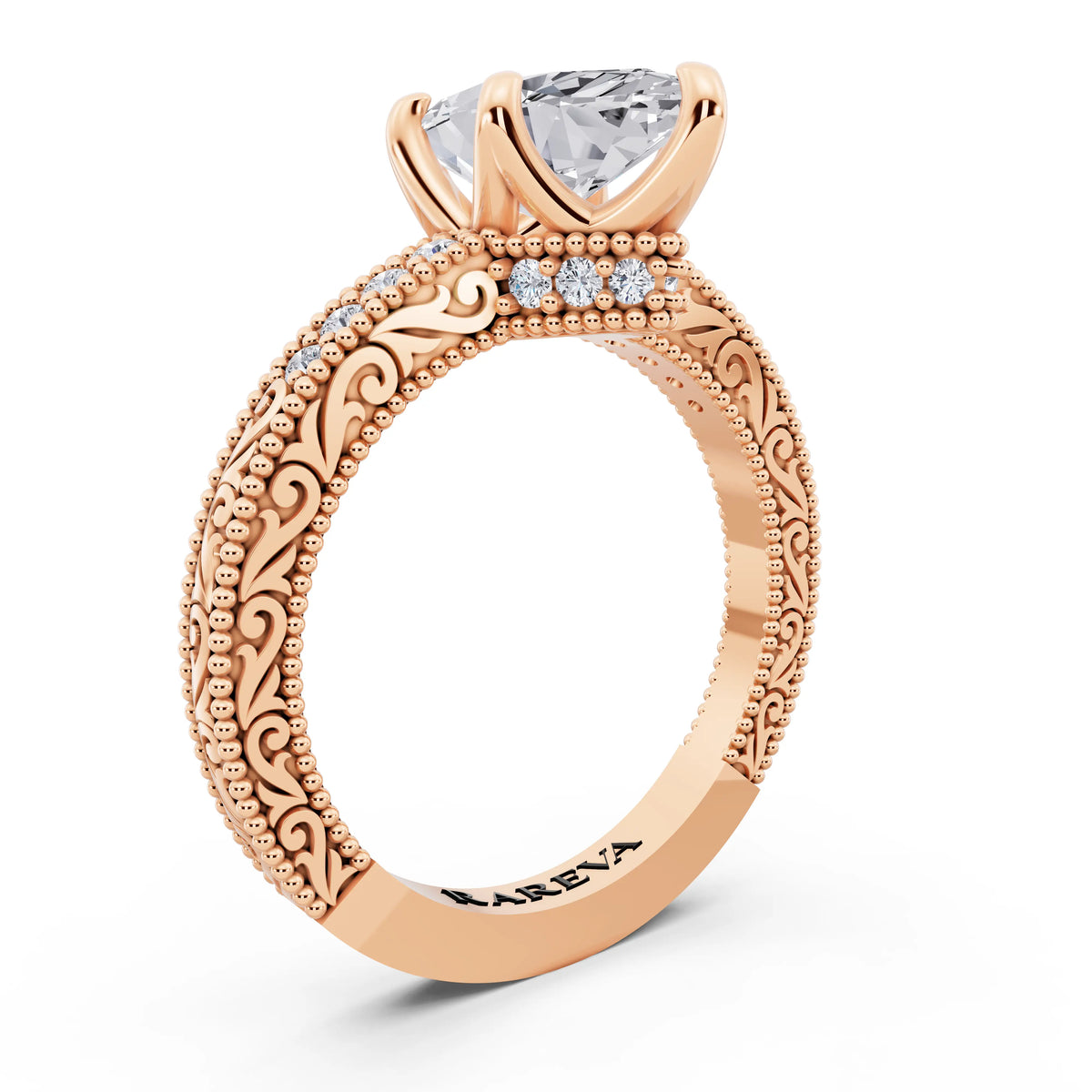 14 KT Rose Gold Marquise Cut Diamond Vintage - top view