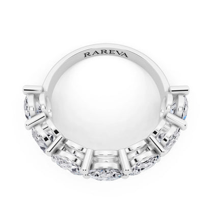 Silver Seven Stone Oval Cut Diamond Half Eternity Wedding Band - 2.8mm - Top