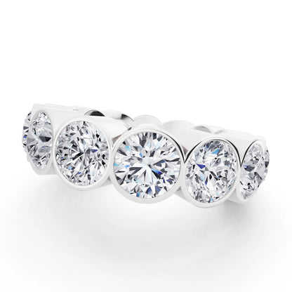Platinum Round Cut Bezel Set Diamond Full Eternity Wedding Band - 5.9mm - Close up