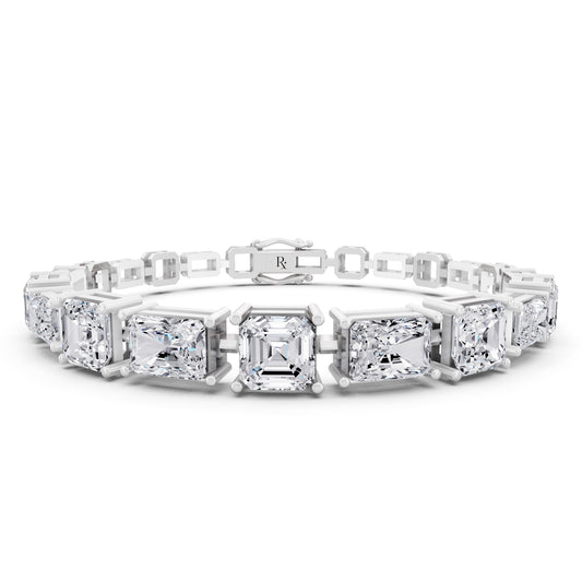 Platinum Radiant and Square Emerald Cut Diamond Tennis Bracelet - Main