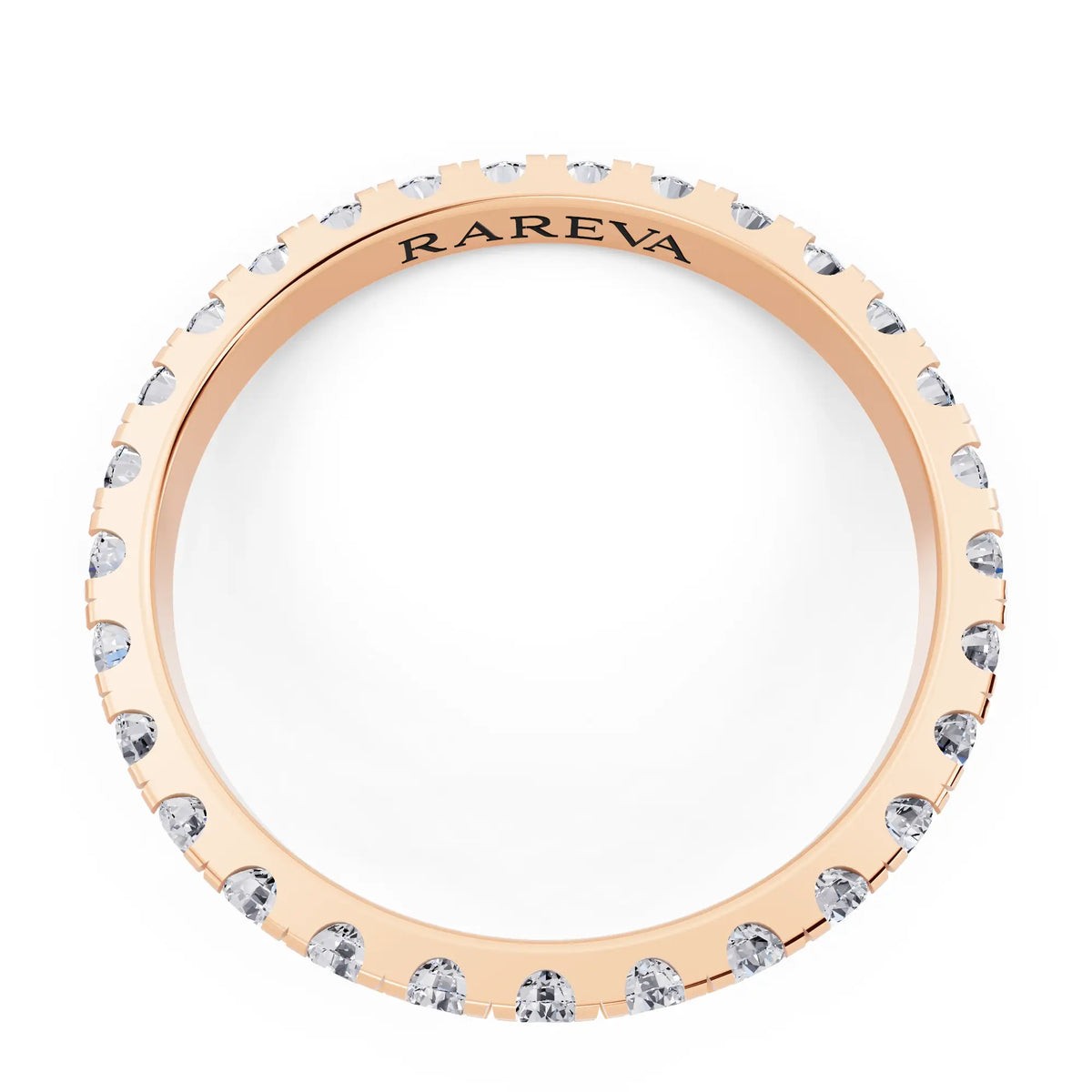 10K Rose Gold Round Cut Diamond Classic Eternity Band - 2mm - Top