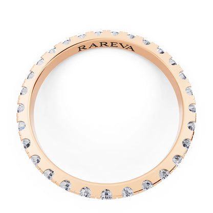 10K Rose Gold Round Cut Diamond Classic Eternity Band - 2mm - Top