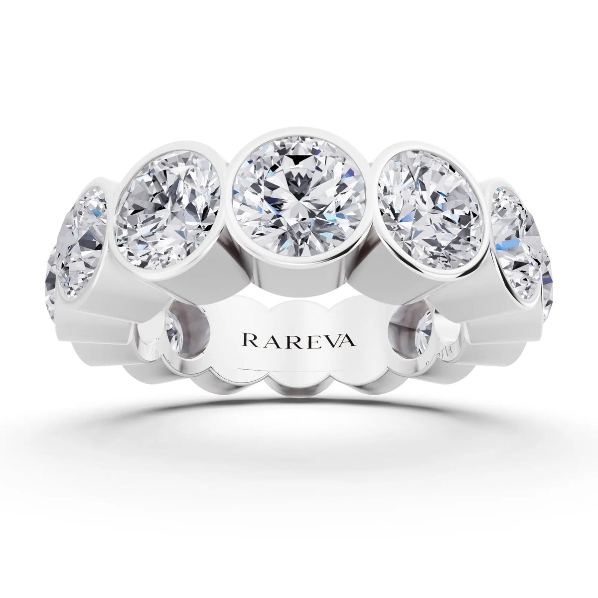 Platinum Round Cut Bezel Set Diamond Full Eternity Wedding Band - 5.9mm - Front