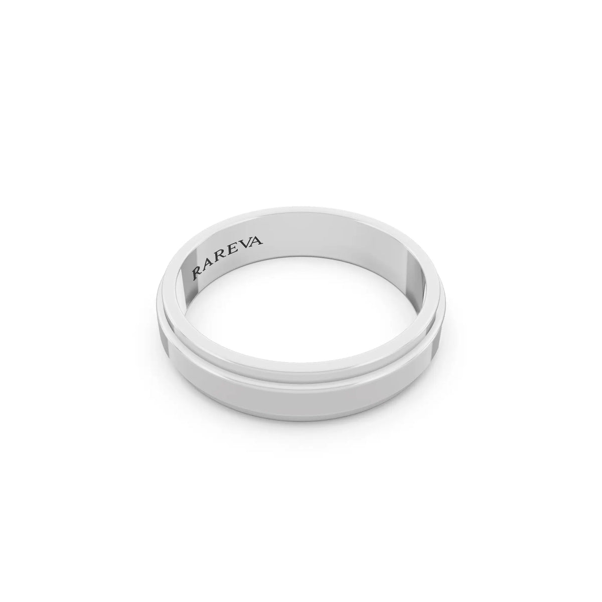 Silver Men's Step Edge Wedding Band - 4.5mm - Left