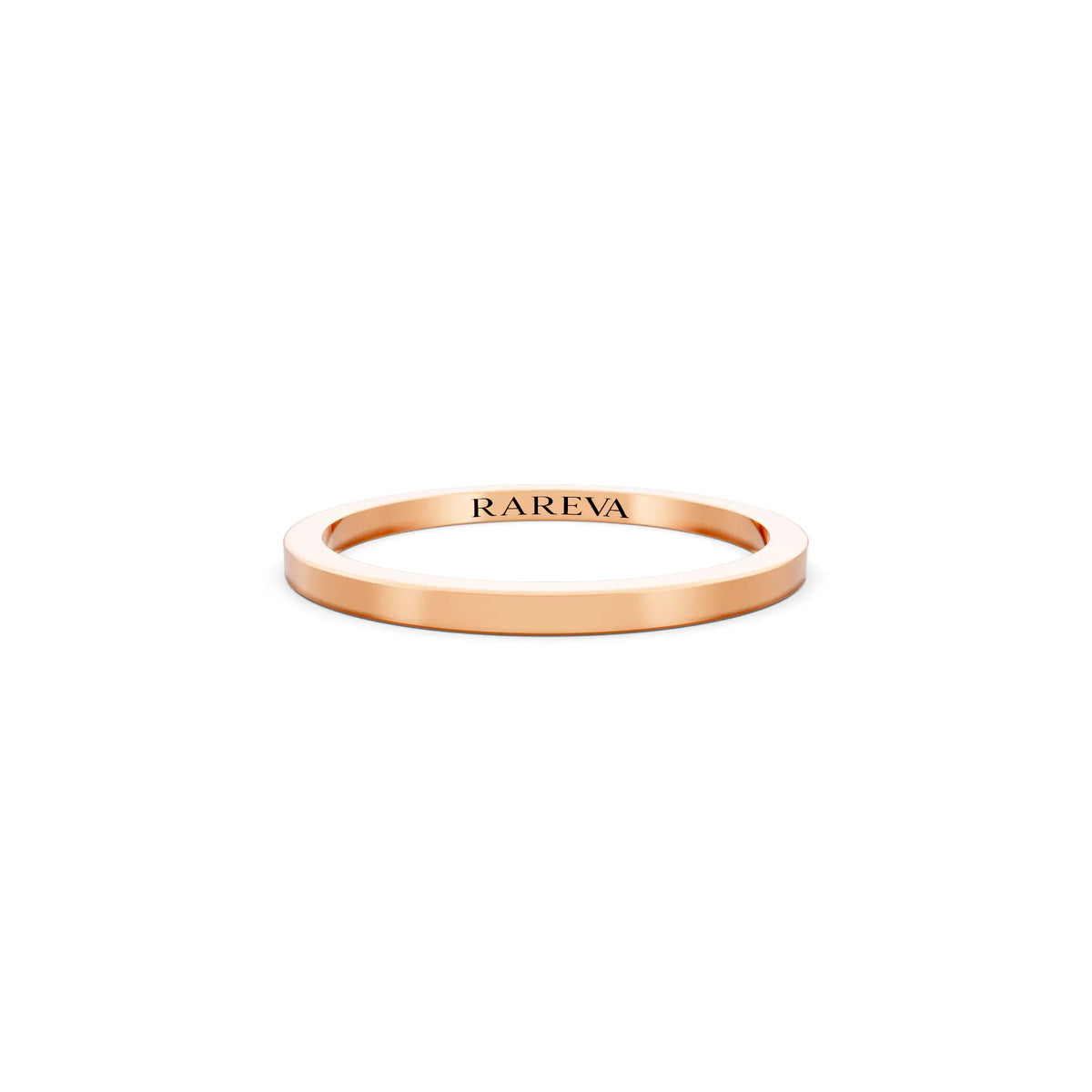 14K Rose Gold Men's Soft Edge Flat Wedding Band - 1.5mm - Front