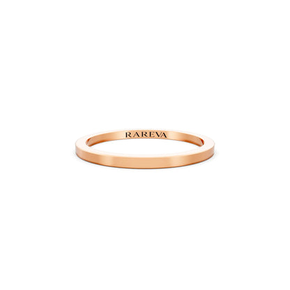 14K Rose Gold Men's Soft Edge Flat Wedding Band - 1.5mm - Front
